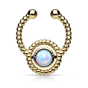 Steel Roped Fake Septum with Synthetic Opal Hanger - Image 2