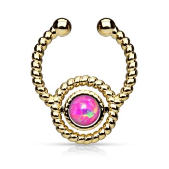 Steel Roped Fake Septum with Synthetic Opal Hanger - Image 3