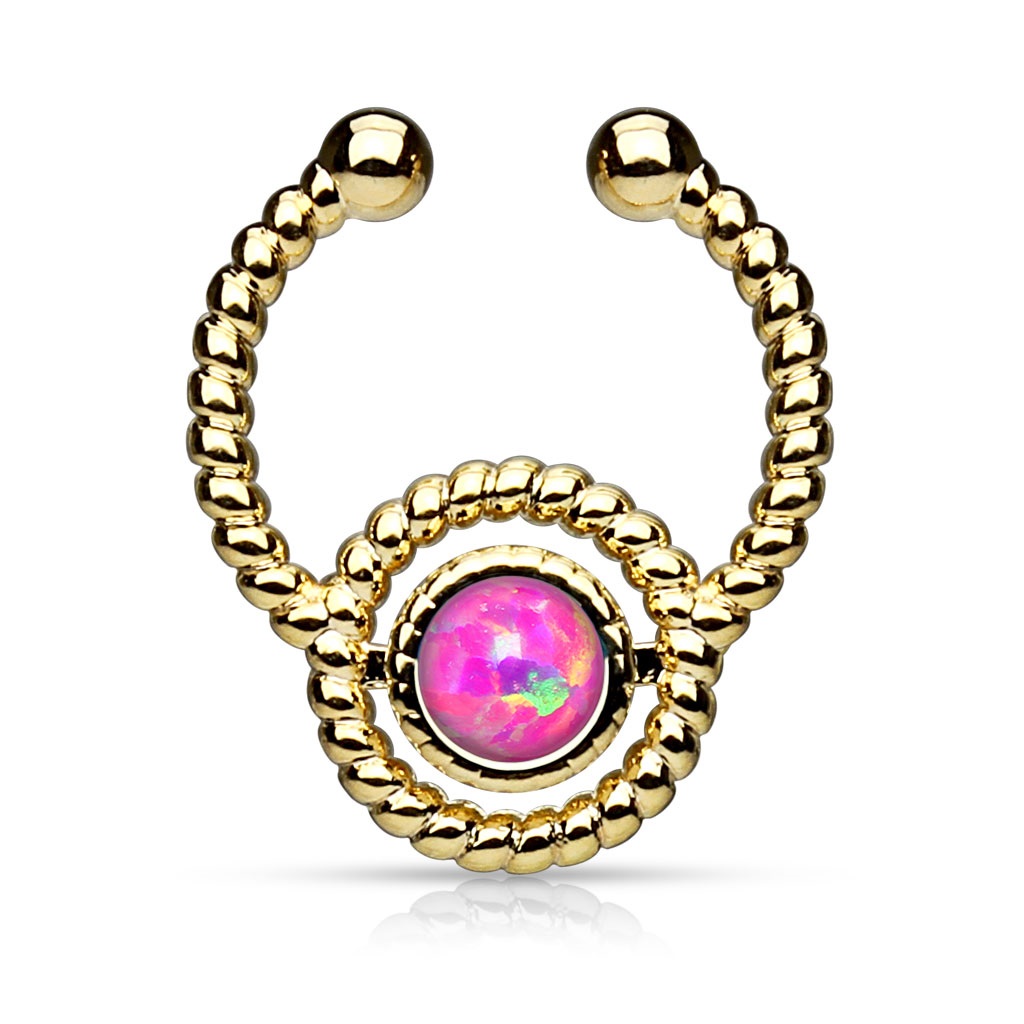 Steel Roped Fake Septum with Synthetic Opal Hanger - Image 3