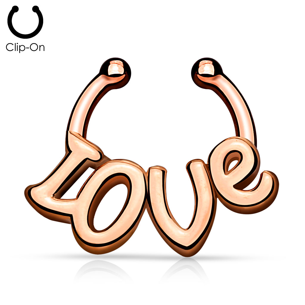 Fake Septum Ring with LOVE Hanger - Image 2