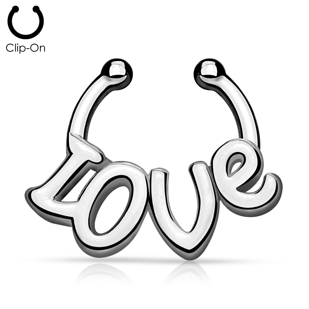 Fake Septum Ring with LOVE Hanger - Image 3