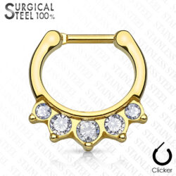 Clicker with 5 Clear CZ Gems Hanger