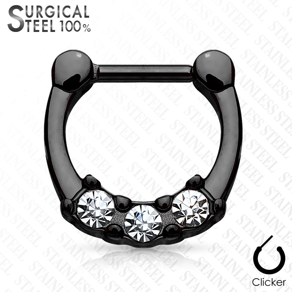 Clicker with 3 Clear CZ Gems - Image 2