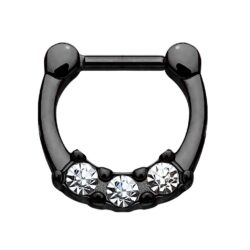 Clicker with 3 Clear CZ Gems