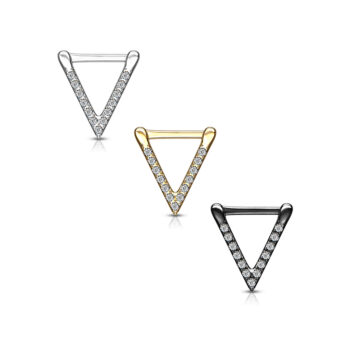 Clicker with Triangle and Clear CZ Gems - Image 2