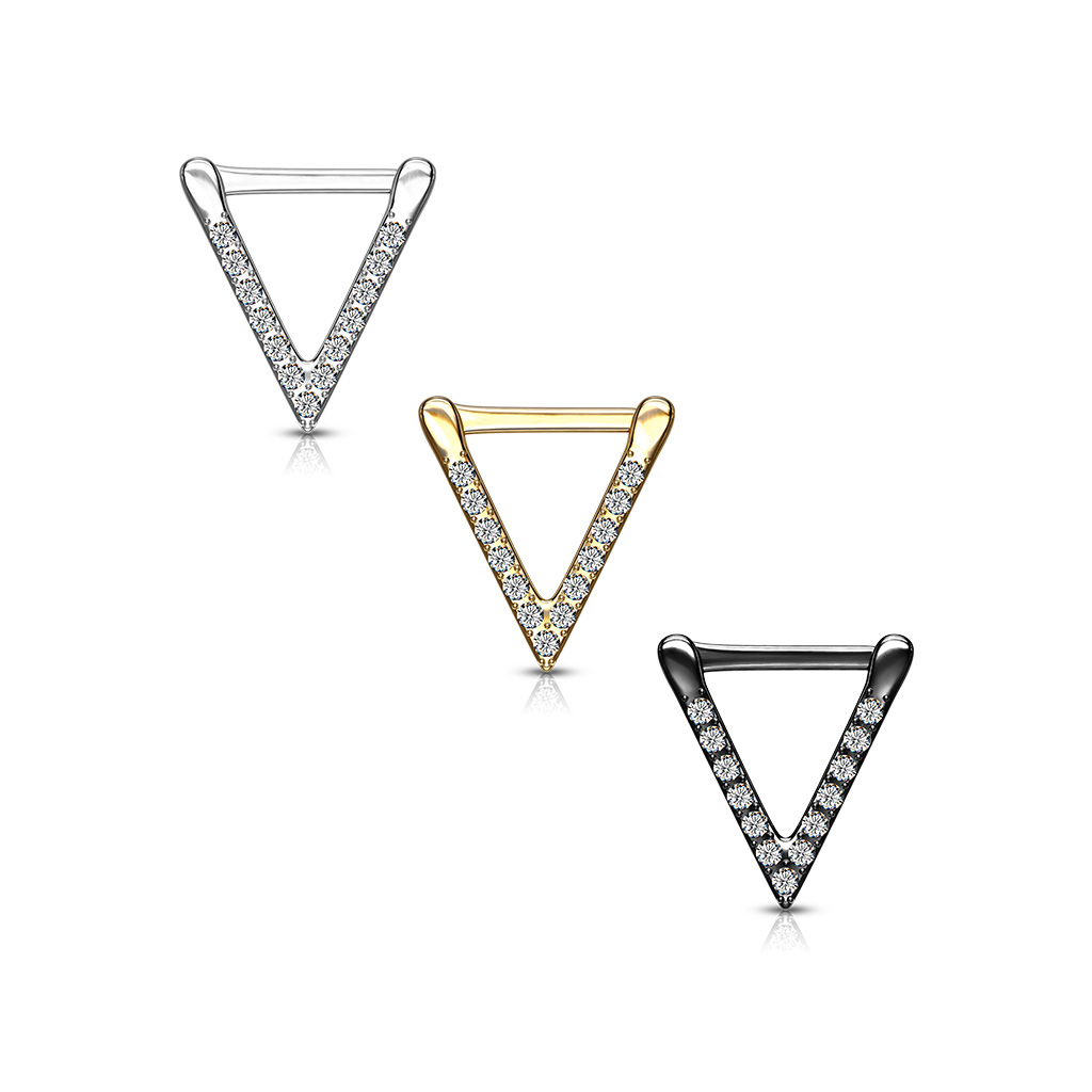 Clicker with Triangle and Clear CZ Gems - Image 2