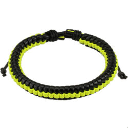 Leather Drawstring Bracelet with Yellow and Black Pattern