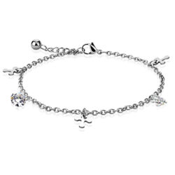 Clear CZ Ankle Bracelet with Hearts
