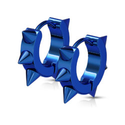 Blue Hoop Earrings with Spikes