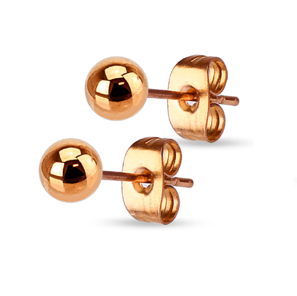 Rose Gold Ball Earrings - Image 2
