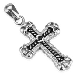 Small Cross Pendant with a Black Chain