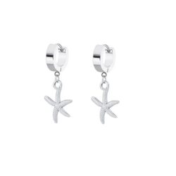 Hoop Earrings with a Star Fish Dangle