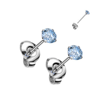 Titanium Earrings with Aqua CZ Gems