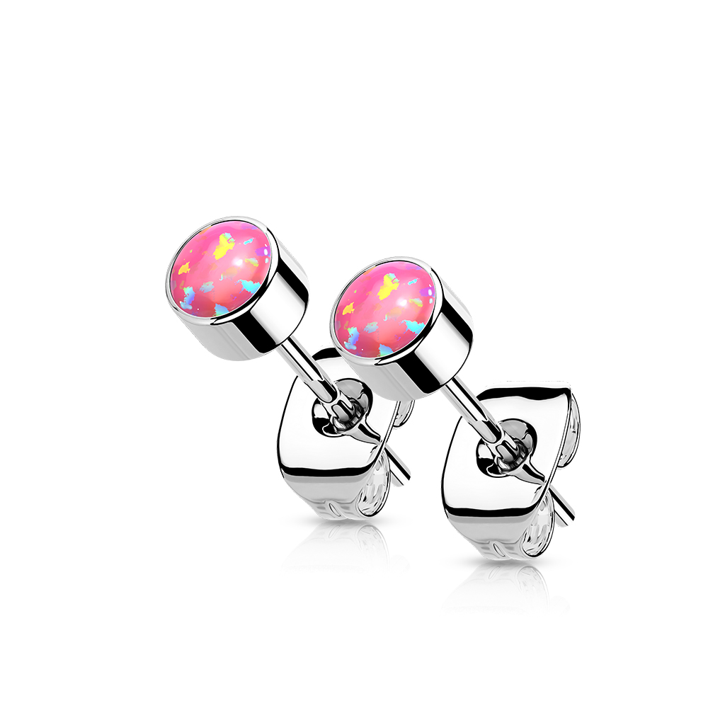 Titanium Earrings with Pink Opals