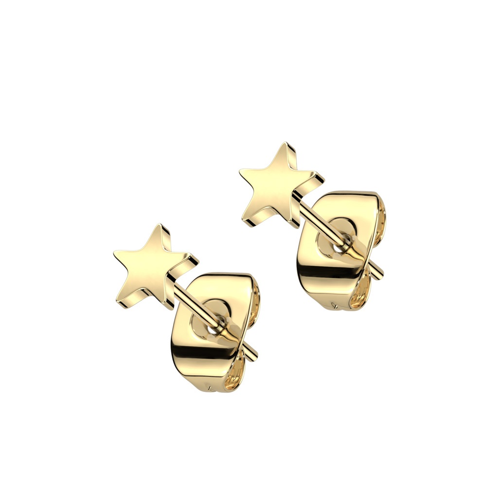 Gold Titanium Star Earring Studs - Image 2