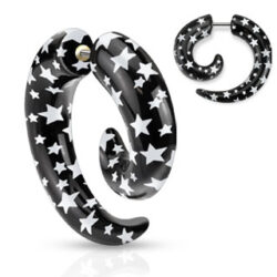 Fake Ear Stretching Spiral Taper with a Star Pattern