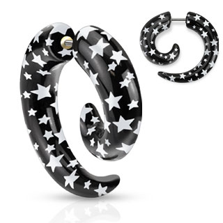 Fake Ear Stretching Spiral Taper with a Star Pattern