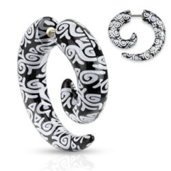 Fake Ear Stretching Spiral Taper with a Maori Pattern