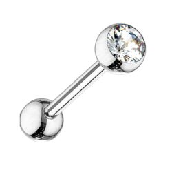 1.6mm Titanium Barbell with 3mm Clear Gem Ball