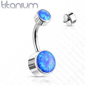 Titanium Belly Bar with Round Opal - Image 5