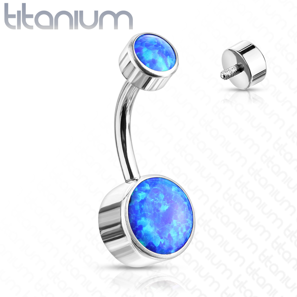 Titanium Belly Bar with Round Opal - Image 5
