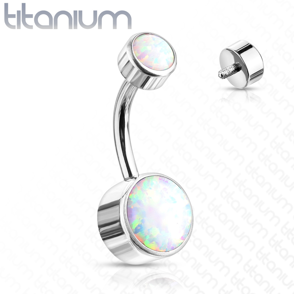 Titanium Belly Bar with Round Opal - Image 3