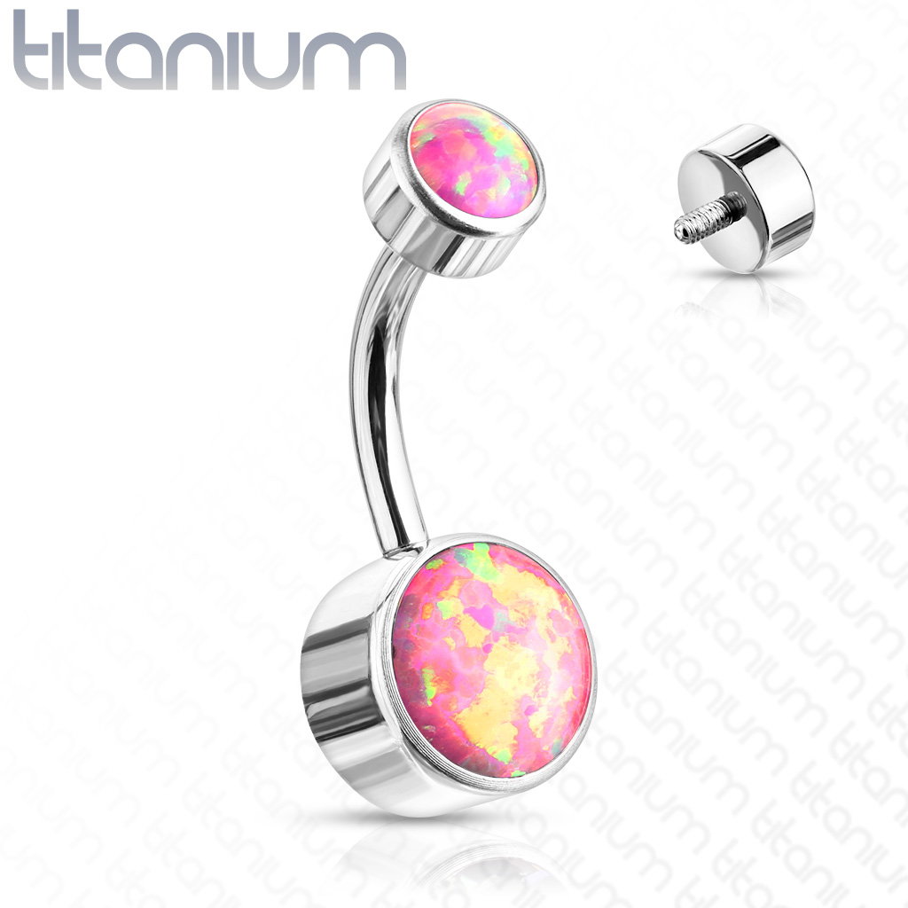 Titanium Belly Bar with Round Opal - Image 6