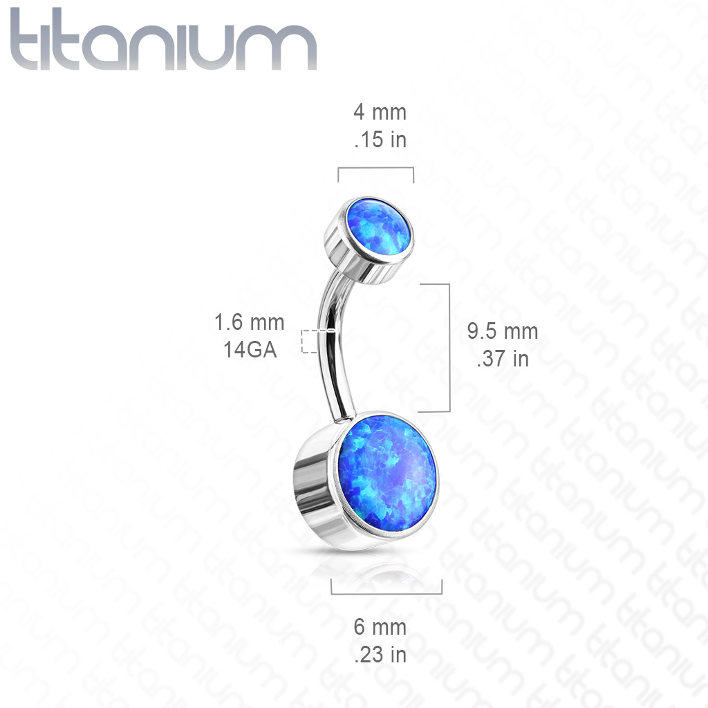 Titanium Belly Bar with Round Opal - Image 2