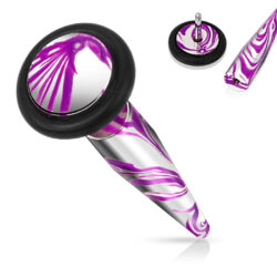 Fake Ear Stretching Taper with a Purple Smear Pattern