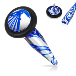 Fake Ear Stretching Taper with a Blue Smear Pattern