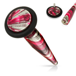 Fake Ear Stretching Taper with a Pink Smear Pattern