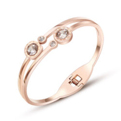 Rose Gold Bracelet with Clear CZ Gems