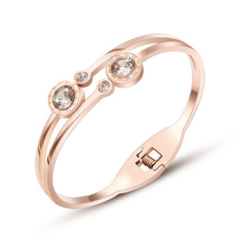 Rose Gold Bracelet with Clear CZ Gems