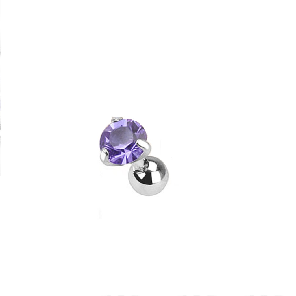 Cartilage Bar with Tanzanite CZ Gem - Image 2