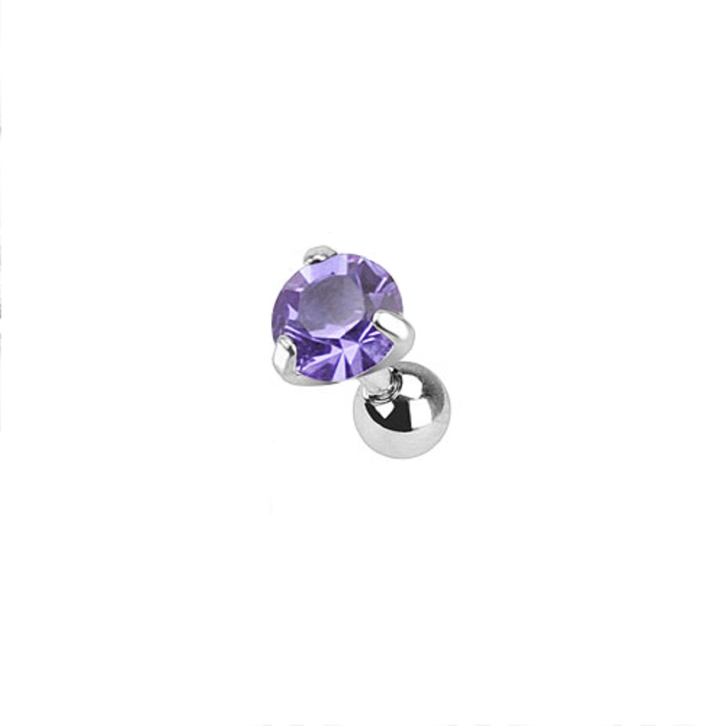 Cartilage Bar with Tanzanite CZ Gem - Image 3