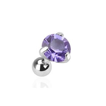 Cartilage Bar with Tanzanite CZ Gem - Image 4