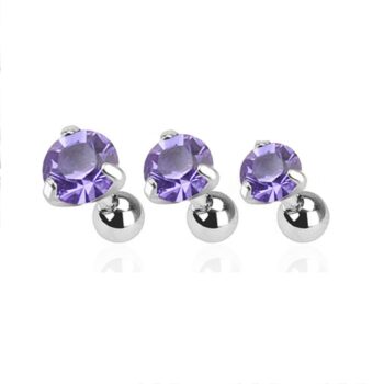 Cartilage Bar with Tanzanite CZ Gem