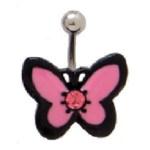 Black and Pink Butterfly Belly Bar