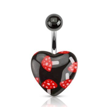 Black and Red Acrylic Heart Belly Bar