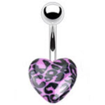 Purple Acrylic Heart Belly Bar