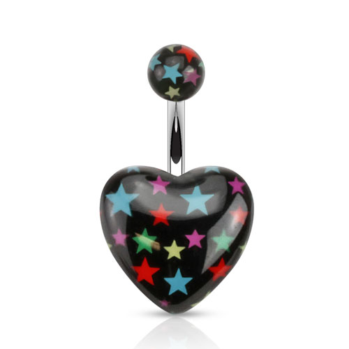Black Acrylic Heart Belly Bar