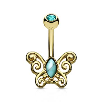 Butterfly Belly Bar with Blue Centre