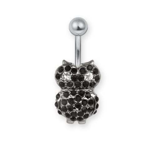 Belly Bar with CZ Encrusted OWl