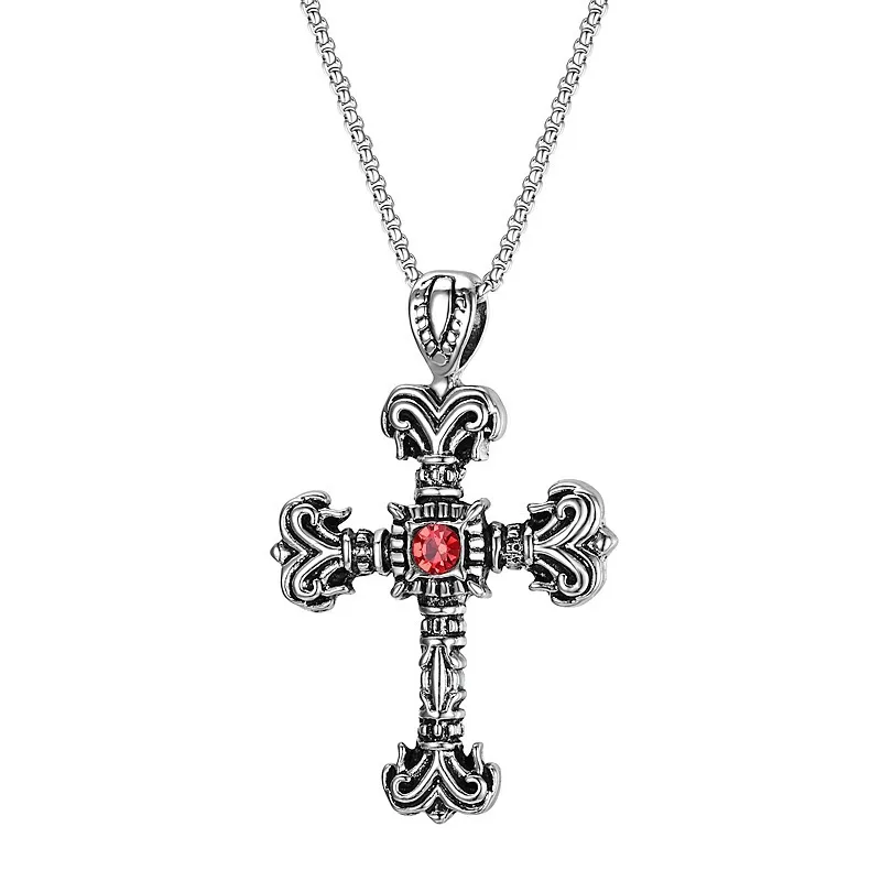 Ornate Cross Pendant with a Steel Chain