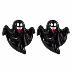 Ghost with red tongue stud earrings