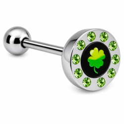Large domed tongue bar with four leaf clover design