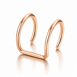 Rose gold non piercing ear cuff with double ring