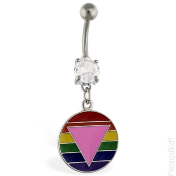 Rainbow Disc with Triangle Dangle Belly Bar