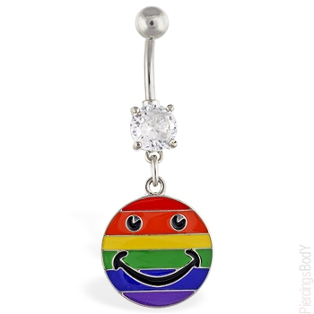 Rainbow Smiley Face Dangle Belly Bar