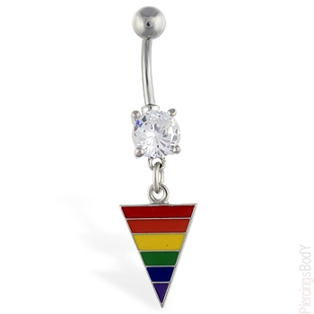Rainbow Triangle Dangle Belly Bar